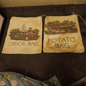 Vintage 1995 Lillian Vernon 15" x 12-1/2" Onion & Potato Bags 100% Cotton
